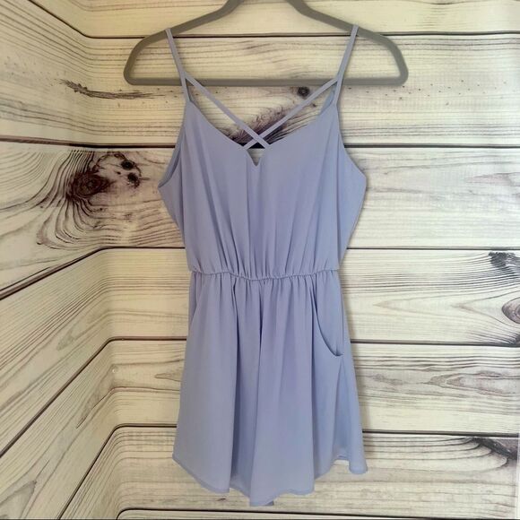 Lush Light Periwinkle Cross Neckline Romper Size XS - Picture 1 of 6
